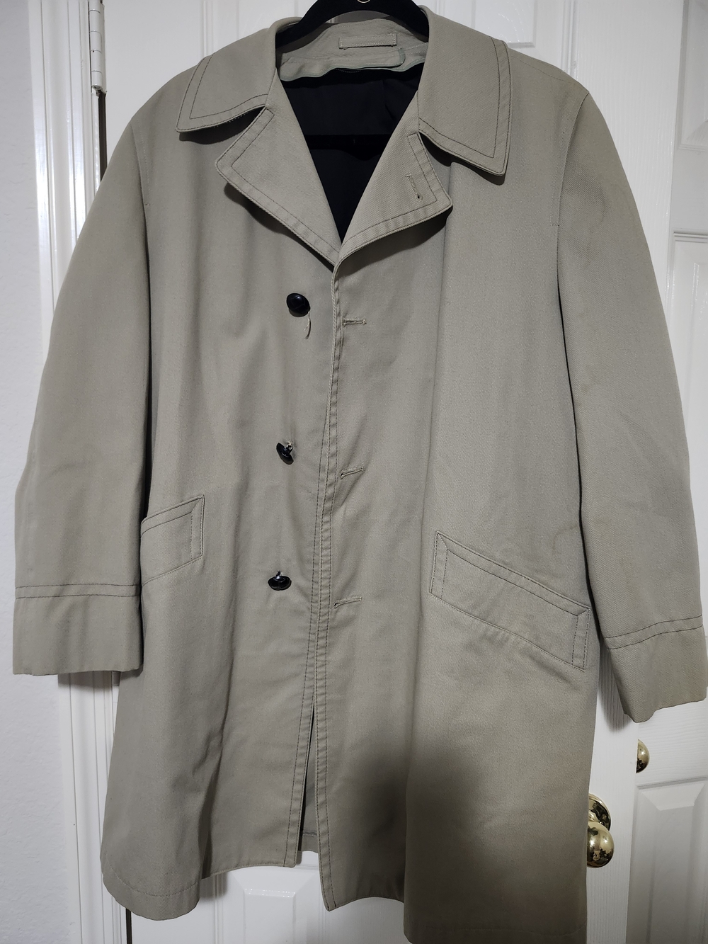 Vintage London Fog Canyon Cloth Maincoat Trench Coat Beige 40 Short
